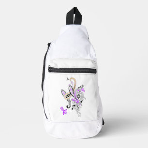 Schmetterling-Paisley-Schultertasche Lila Blumen Crossbody Bag