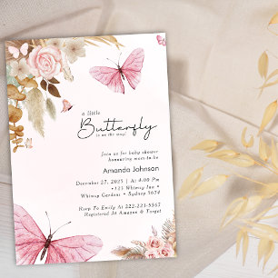 Schmetterling Pampas Gras Bohemian Babyparty Einladung