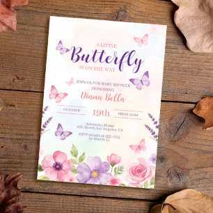 Schmetterling Pastell Aquarell Baby Shower Einladung