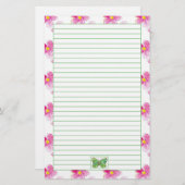 Schmetterling Pastellrosa Blume Briefpapier (Vorne/Hinten)