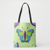 Schmetterling-Patchworkmuster auf Grün Tasche (Vorderseite)