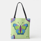Schmetterling-Patchworkmuster auf Grün Tasche (Rückseite)