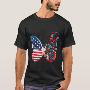 Schmetterling Patriotische Friedenszeichen 4. Juli T-Shirt