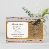 Schmetterling, Perlen, Lace & Burlap Danke Karte (Stehend Vorderseite)