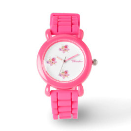 Schmetterling Personalisiert Pink Glitzern Watch Armbanduhr