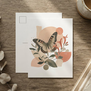 Schmetterling Pfirsich Abstrakte Botanik Postkarte