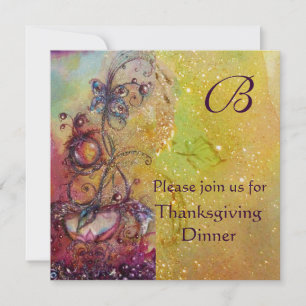 SCHMETTERLING PFLANZE MONOGRAMM Erntedankfest Dinn Einladung