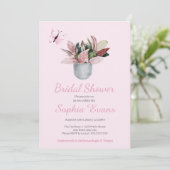 Schmetterling & Pflanze Rosa Brautparty Einladung (Stehend Vorderseite)