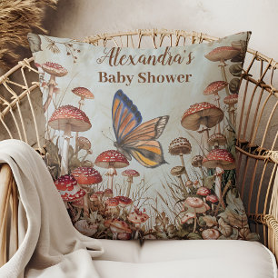 Schmetterling Pilz Wald Natur Baby Shower Kissen