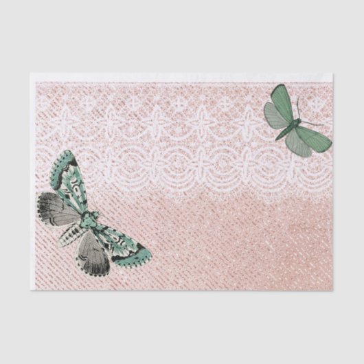 Schmetterling Pink Lace Decoupage Seidenpapier (Vorderseite)