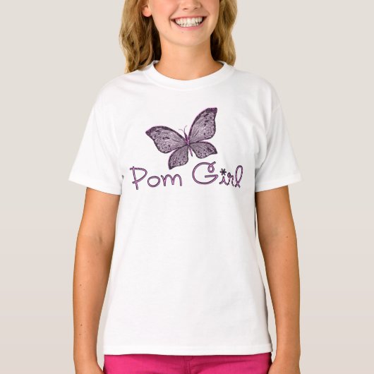 Schmetterling Pom Mädchen-T - Shirt (Vorderseite)