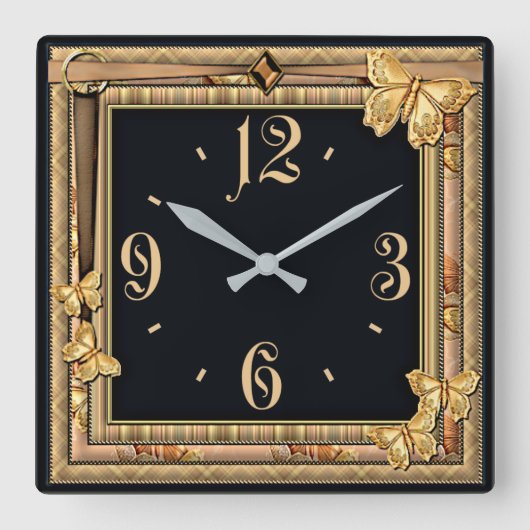 Schmetterling Quadratische Wanduhr (Vorderseite)