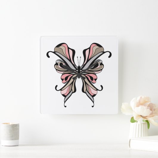 Schmetterling Quadratische Wanduhr (Zuhause)