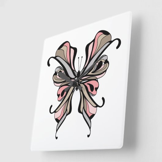 Schmetterling Quadratische Wanduhr (Winkel)