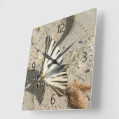 Schmetterling Quadratische Wanduhr (Winkel)