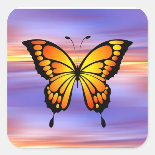 Schmetterling quadratischer aufkleber (Vorderseite)