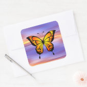 Schmetterling quadratischer aufkleber (Umschlag)