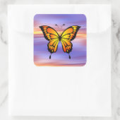Schmetterling quadratischer aufkleber (Tasche)