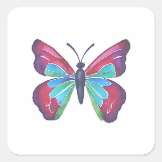 Schmetterling Quadratischer Aufkleber (Vorderseite)