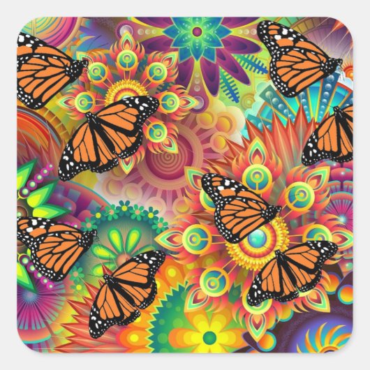 Schmetterling Quadratischer Aufkleber (Vorderseite)