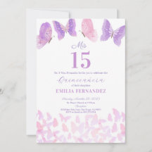 Schmetterling Quinceanera 15. Geburtstagseinladung
