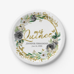 Schmetterling Quinceanera-Papierteller Schwarze Bl Pappteller