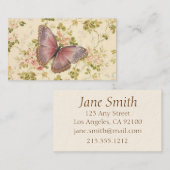 Schmetterling & Reben Shabby Chic Maßgeschneiderte Telefonnummerkarte (Vorne/Hinten)
