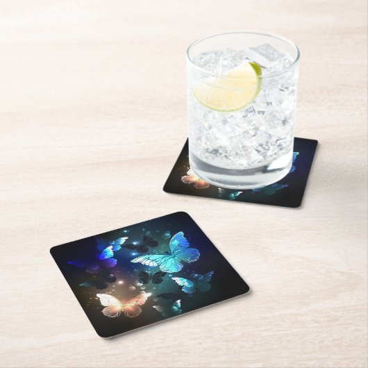 Schmetterling Rechteckiger Pappuntersetzer (Vor Ort)