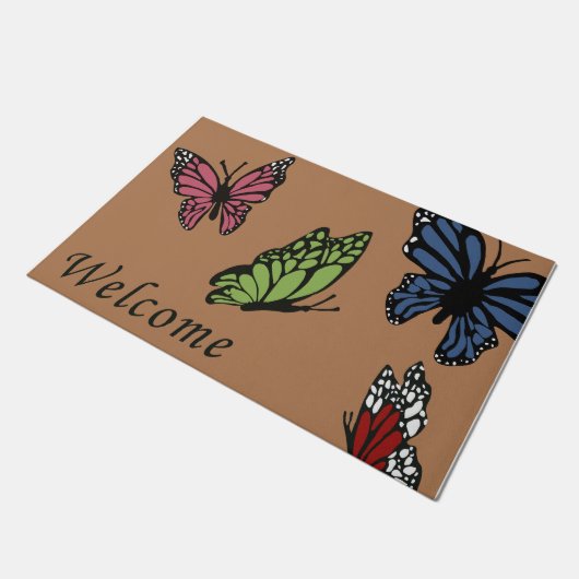 Schmetterling-Regenbogen-Doormat, Hauswärmespende, Fußmatte (Schrägansicht)