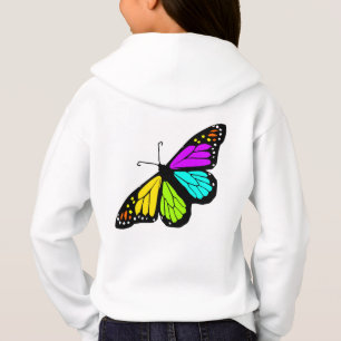 Schmetterling Regenbogen Himmel Blumen Mädchen Fre Hoodie