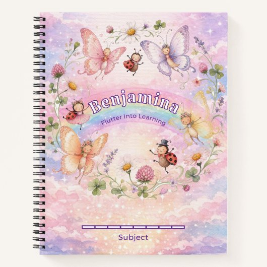 Schmetterling Regenbogen Mädchen Rosa Florale Fant Notizblock (Vorderseite)