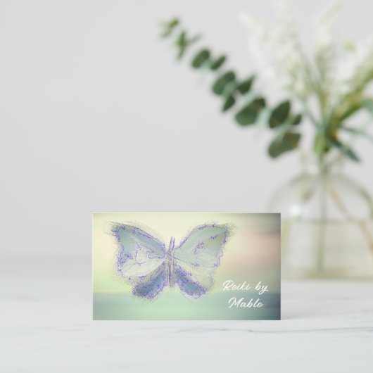 Schmetterling, Reiki, Heiler, Lifecoach Business C Visitenkarte (Stehend Vorderseite)