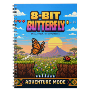 Schmetterling, Retro-8-Bit-Pixel-Art Notizblock
