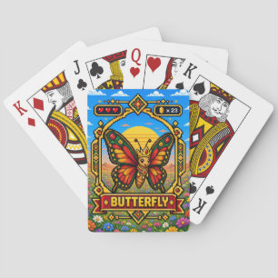 Schmetterling Retro 8-Bit Pixel Art Spielkarten