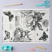 Schmetterling Retro ephemera schwarz-weiß Seidenpapier (Basteln)