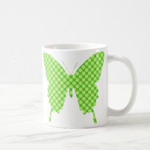 Schmetterling, retro Punkte, Schatten des Limonen Kaffeetasse