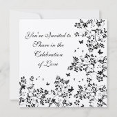 Schmetterling Romance/Schwarzes und metallisches Einladung (Vorderseite)