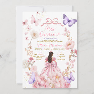 Schmetterling Rosa Blumen XV Prinzessinnenkleid El Einladung