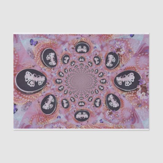 Schmetterling Rosa Chic Elegante Abstrakte Perlen Seidenpapier (Vorderseite)