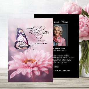 Schmetterling Rosa Gänseblümchen-Blumen-Trauer Bes Dankeskarte