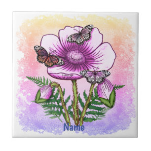 Schmetterling Rosa Klatschmohn Fliese