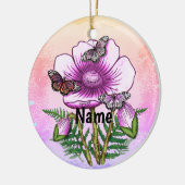 Schmetterling Rosa Klatschmohn Keramik Ornament (Links)