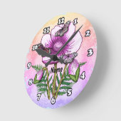 Schmetterling Rosa Mohn Runde Wanduhr (Winkel)
