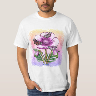 Schmetterling Rosa Mohn  T-Shirt