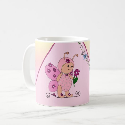 Schmetterling Rosa personalisiert Kaffeetasse (Vorderseite Links)