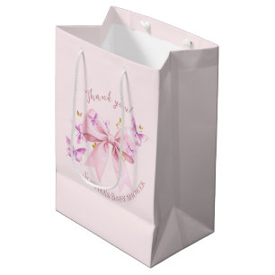 Schmetterling Rosa Schleife Baby Shower  Mittlere Geschenktüte