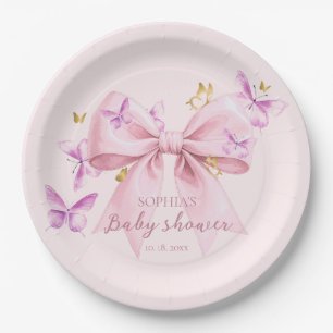 Schmetterling Rosa Schleife Baby Shower  Pappteller