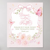 Schmetterling Rosa Schleife Florale Windel Raffle Poster (Vorne)