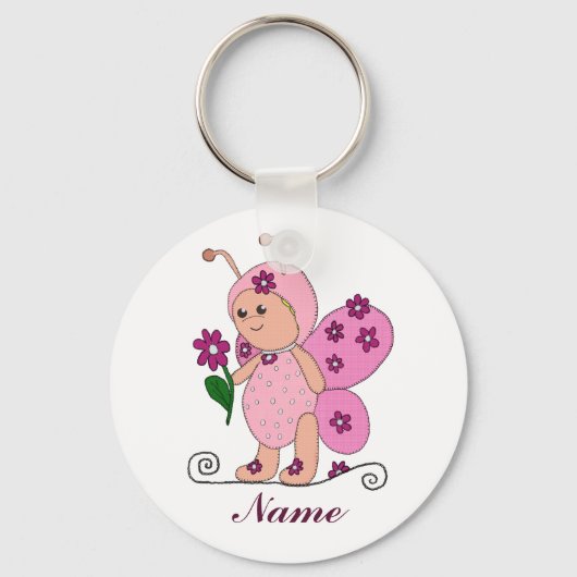 Schmetterling Rosa Schlüsselanhänger (Vorderseite)