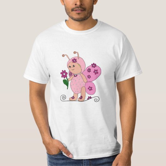 Schmetterling Rosa T-Shirt (Vorderseite)
